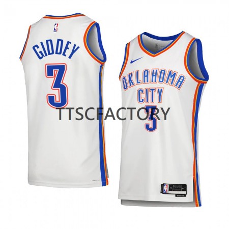 Maillot Basket Oklahoma City Thunder Josh Giddey 3 Nike 2022-23 Association Edition Blanc Swingman - Homme